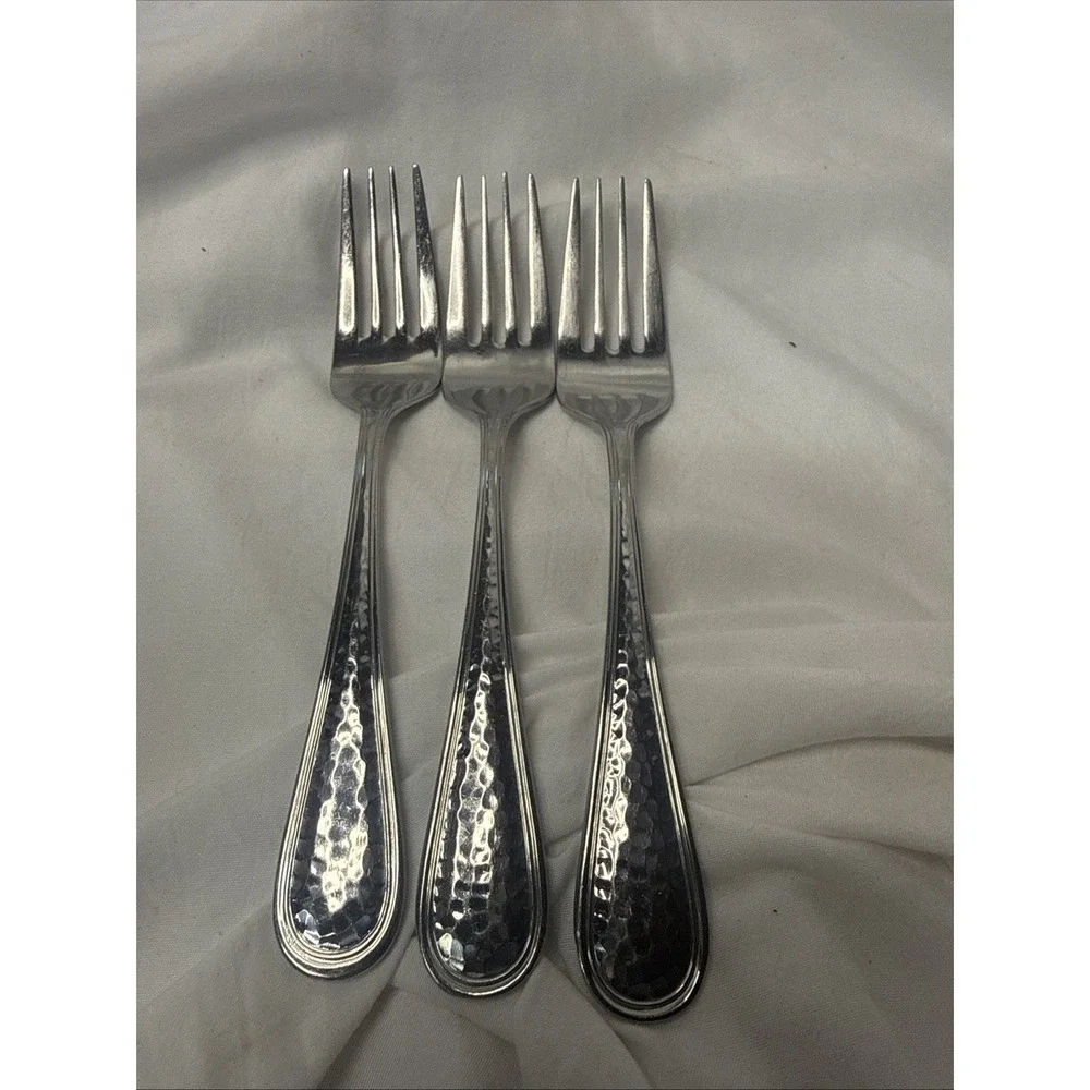 Reed & Barton Stainless DORADO Set of 3 Salad Forks Hammered